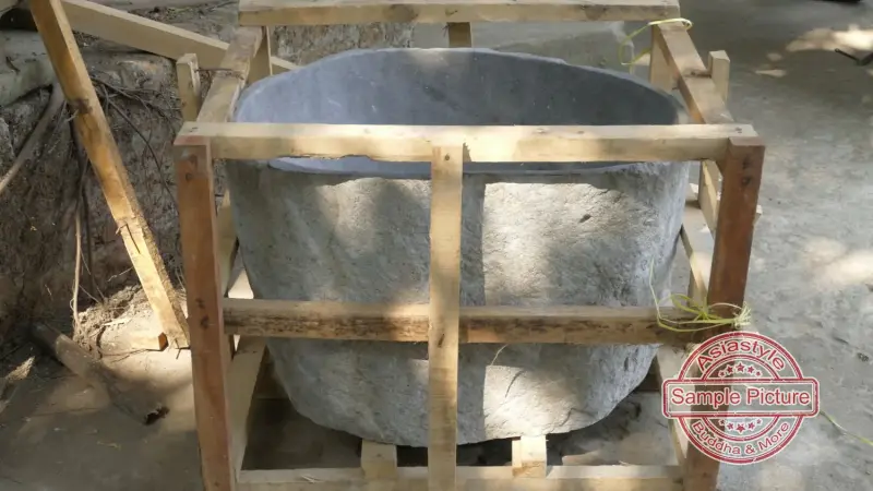 Product image of the product “Basin from Riverstone, Natural surface, polished inside. Dia approx 81-85. Height 46-50 ”